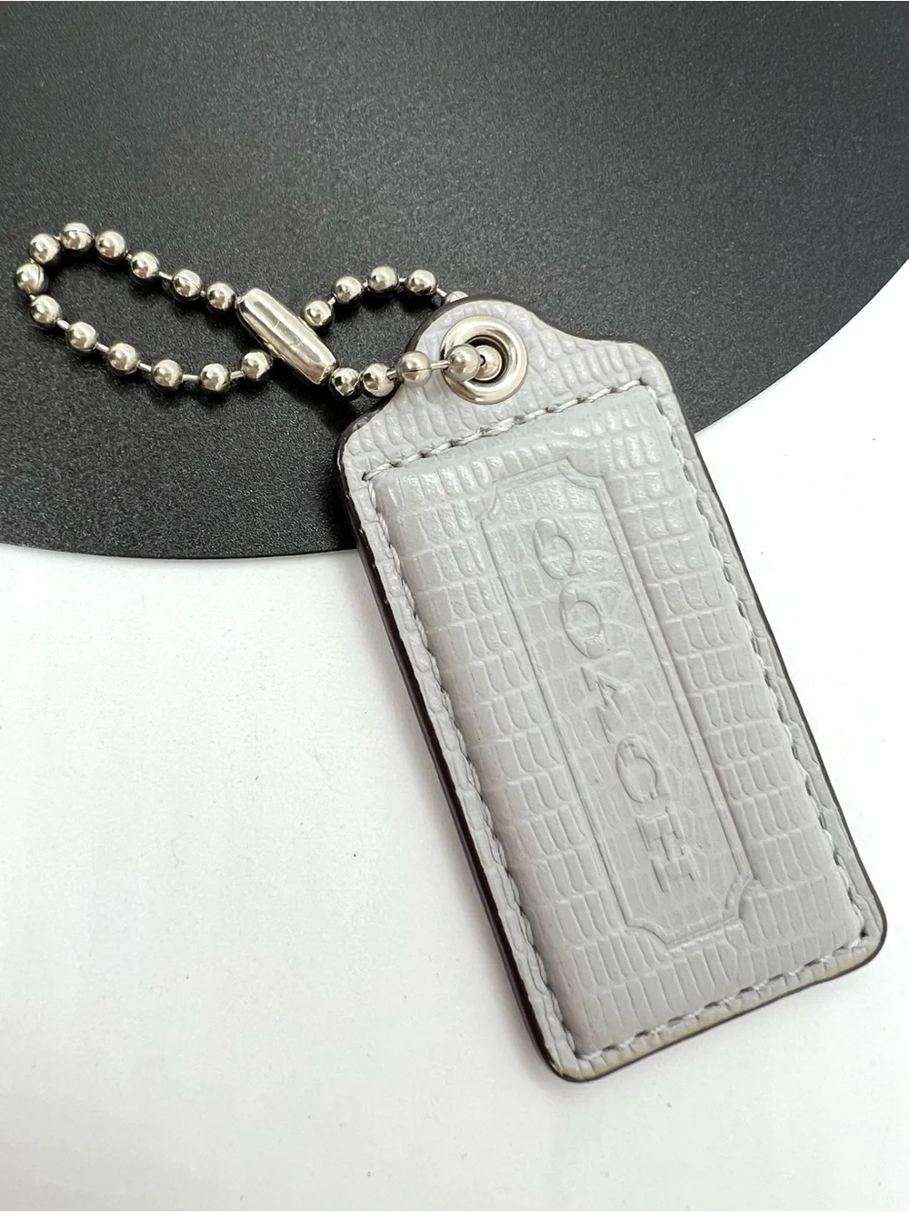 Coach Gray Croc Embossed Leather Hangtag Replacement Purse Charm Key Fob